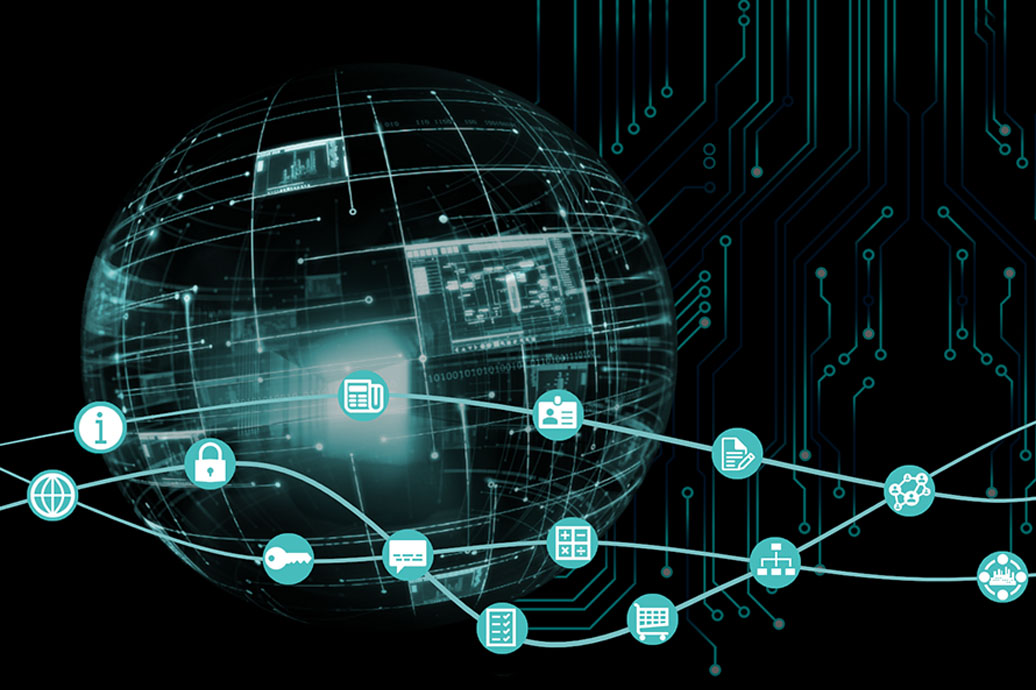 Digital globe with connected computers